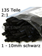 Schrumpfschlauch-Set schwarz 1mm - 10mm Durchmesser 135 teilig 10cm lang