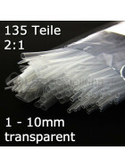 Schrumpfschlauch-Set transparent 1mm - 10mm Durchmesser 135 teilig 10cm lang