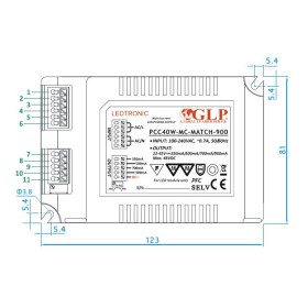 GLP PCC40W-MC 40W  700~1400mA Netzteil Metallgehäuse IP20 Konstantstrom mit PFC PCC Serie PCC40W-MC-MATCH