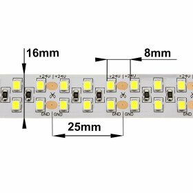 DEMODU® PREMIUM 24V LED Streifen doppel Tageslichtweiß 6000K 5m 240 SMD/m 2835 IP20 dimmbar
