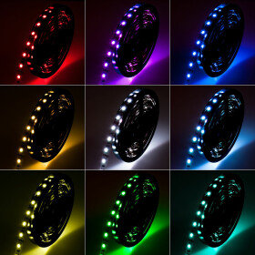 DEMODU® PREMIUM 24V LED Streifen RGB mehrfarbig bunt 5m 8mm 60 SMD/m 5050 IP20 dimmbar