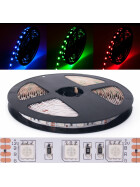 DEMODU® PREMIUM IP65 12V LED Streifen RGB mehrfarbig bunt 5m 60 SMD/m 5050 dimmbar