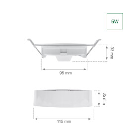 ALGINE 2IN1 SURFACE-RECESSED DOWNLIGHT 6W 580LM NW 230V IP20 ROUND