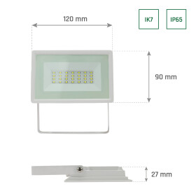 NOCTIS LUX 3 FLOODLIGHT 20W NW 230V IP65 120X90X27MM WHITE
