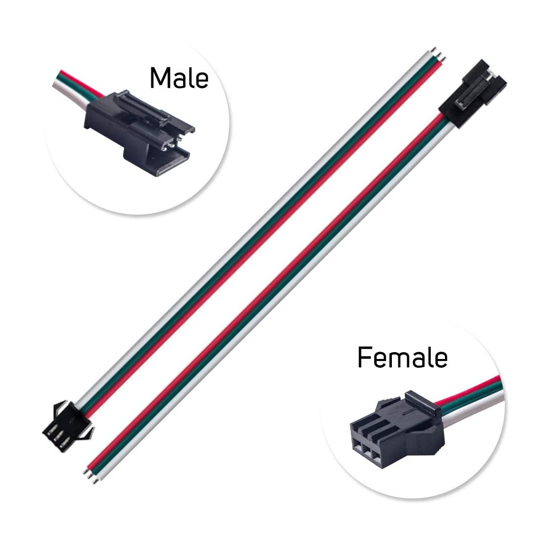 Anschlusskabel 2-polig für einfarbige LED-Lichtbänder, Verlängerung bis  max. 70cm