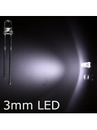 3mm LED tageslichtweiß wasserklar inkl. Widerstand hell 20° - 10er-Pack