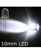 LED tageslichtwei&szlig; 10mm wasserklar inkl. Widerstand hell 20&deg; - 10er-Pack