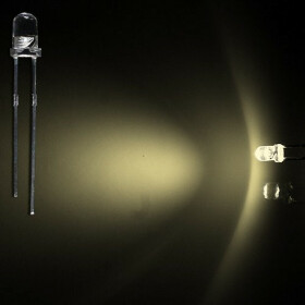 LED warmweiß 3mm wasserklar inkl. Widerstand hell 20° - 10er-Pack