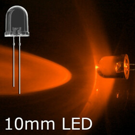LED orange 10mm wasserklar inkl. Widerstand hell 20&deg; - 10er-Pack