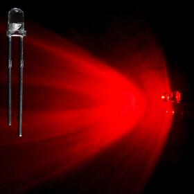 LED rot 3mm wasserklar inkl. Widerstand hell 20° - 10er-Pack