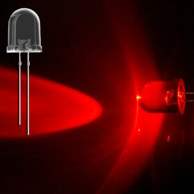 LED rot 10mm wasserklar inkl. Widerstand hell 20° - 10er-Pack