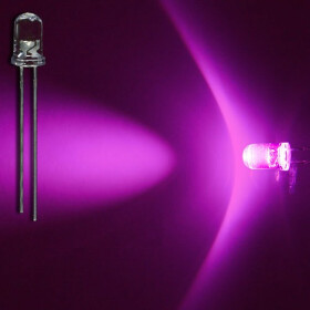 LED pink 5mm wasserklar inkl. Widerstand hell 20&deg; - 10er-Pack
