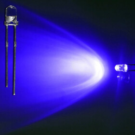 LED blau 3mm wasserklar inkl. Widerstand hell 20° - 10er-Pack