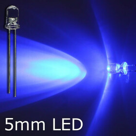 LED blau 5mm wasserklar inkl. Widerstand hell 20° - 10er-Pack