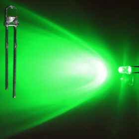 LED grün 3mm wasserklar inkl. Widerstand hell 20° - 10er-Pack