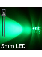 LED grün 5mm wasserklar inkl. Widerstand hell 20° - 10er-Pack