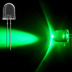 LED grün 10mm wasserklar inkl. Widerstand hell 20°