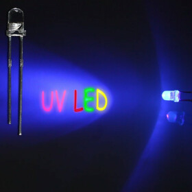 LED UV 3mm wasserklar inkl. Widerstand hell 20&deg; - 10er-Pack