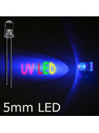 LED UV 5mm wasserklar inkl. Widerstand hell 20° - 10er-Pack