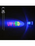 LED UV 5mm wasserklar inkl. Widerstand hell 20&deg; - 10er-Pack