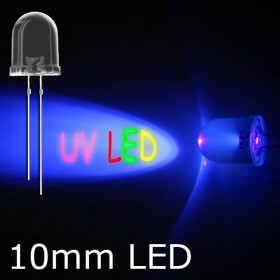 LED UV 10mm wasserklar inkl. Widerstand hell 20°