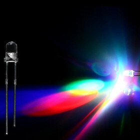 LED RGB 3mm wasserklar inkl. Widerstand hell 20° - 10er-Pack