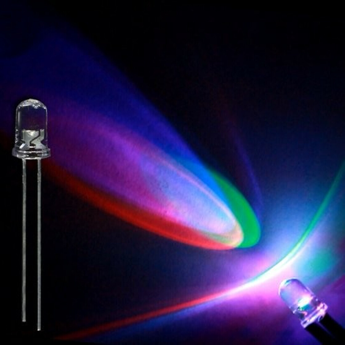 LED RGB 5mm wasserklar inkl. Widerstand hell 20° - 10er-Pack, 1,67 €