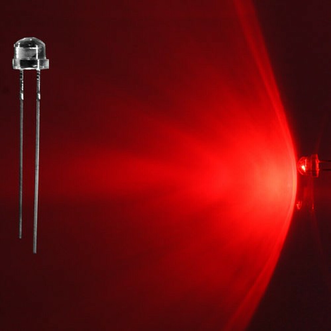 LED 5mm rot weitwinkel 120° inkl. Widerstand - 10er-Pack, 1,84 €