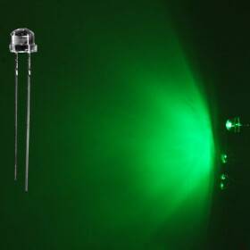 LED 5mm grün weitwinkel 120° inkl. Widerstand - 10er-Pack