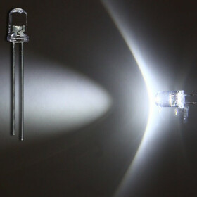 Blink-LED tageslichtweiß 5mm wasserklar inkl. Widerstand hell 20° - 10er-Pack