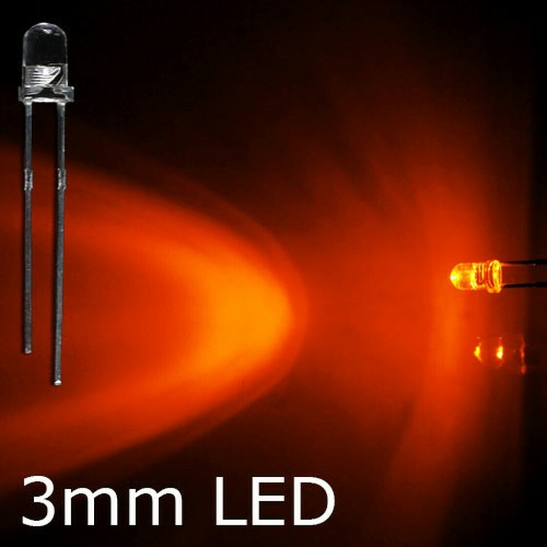 Blink-LED orange 3mm wasserklar inkl. Widerstand hell 20° - 10er-Pack, 2,09  €