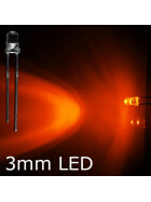 Blink-LED orange 3mm wasserklar inkl. Widerstand hell 20° - 10er-Pack