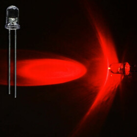 Blink-LED rot 5mm wasserklar inkl. Widerstand hell 20° - 10er-Pack
