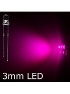 Blink-LED pink 3mm wasserklar inkl. Widerstand hell 20&deg; - 10er-Pack