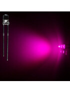 Blink-LED pink 3mm wasserklar inkl. Widerstand hell 20° - 10er-Pack