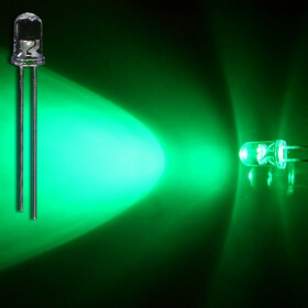 Blink-LED grün 5mm wasserklar inkl. Widerstand hell 20° - 10er-Pack
