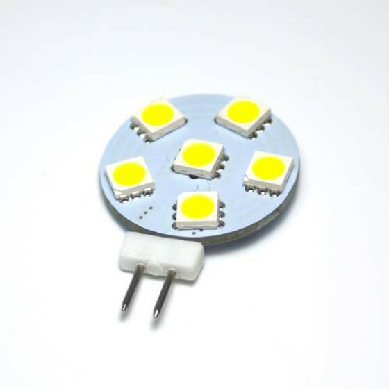 G4 LED Leuchtmittel 6 SMD 5050 4000K neutralwei&szlig; Stiftsockel 12V DC wei&szlig; flach Pl&auml;ttchen