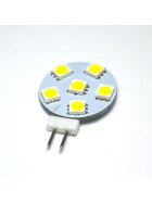 G4 LED Leuchtmittel 6 SMD 5050 4000K neutralweiß Stiftsockel 12V DC weiß flach Plättchen