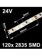 DEMODU® Premium 24V Weiß 5m Rolle 960 Lumen pro Meter IP20 helle 3528 SMD 120/m LED Streifen selbstklebend dimmbar